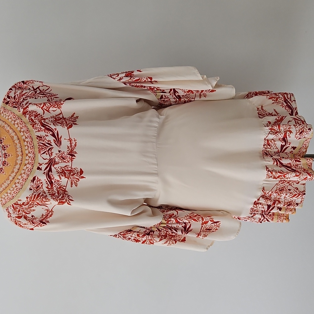 Free People Flowy Bohemian Tunic Blouse Bell Sleeves Size Medium - Picture 5 of 9